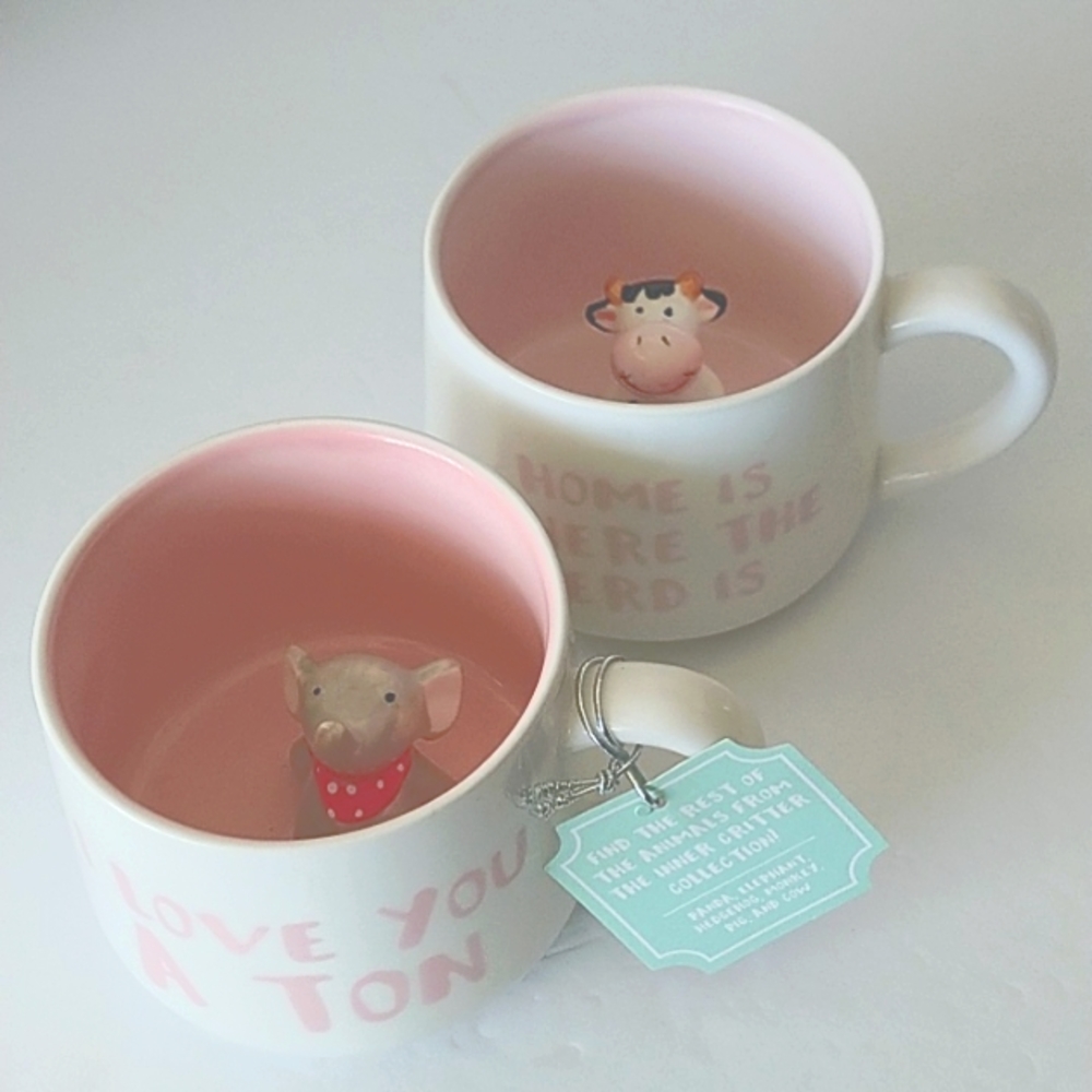 10 Strawberry Street Inner Critter Ceramic Mug Set 2
